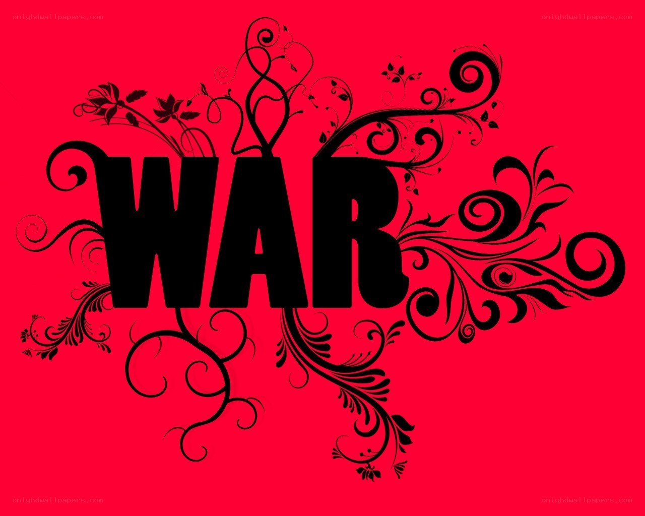 War text with floral design