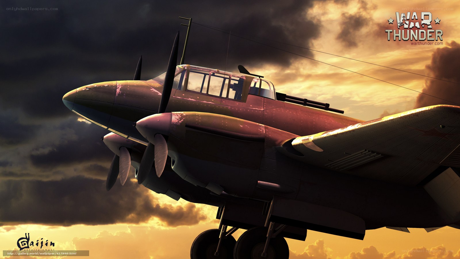 War Thunder aircraft at sunset