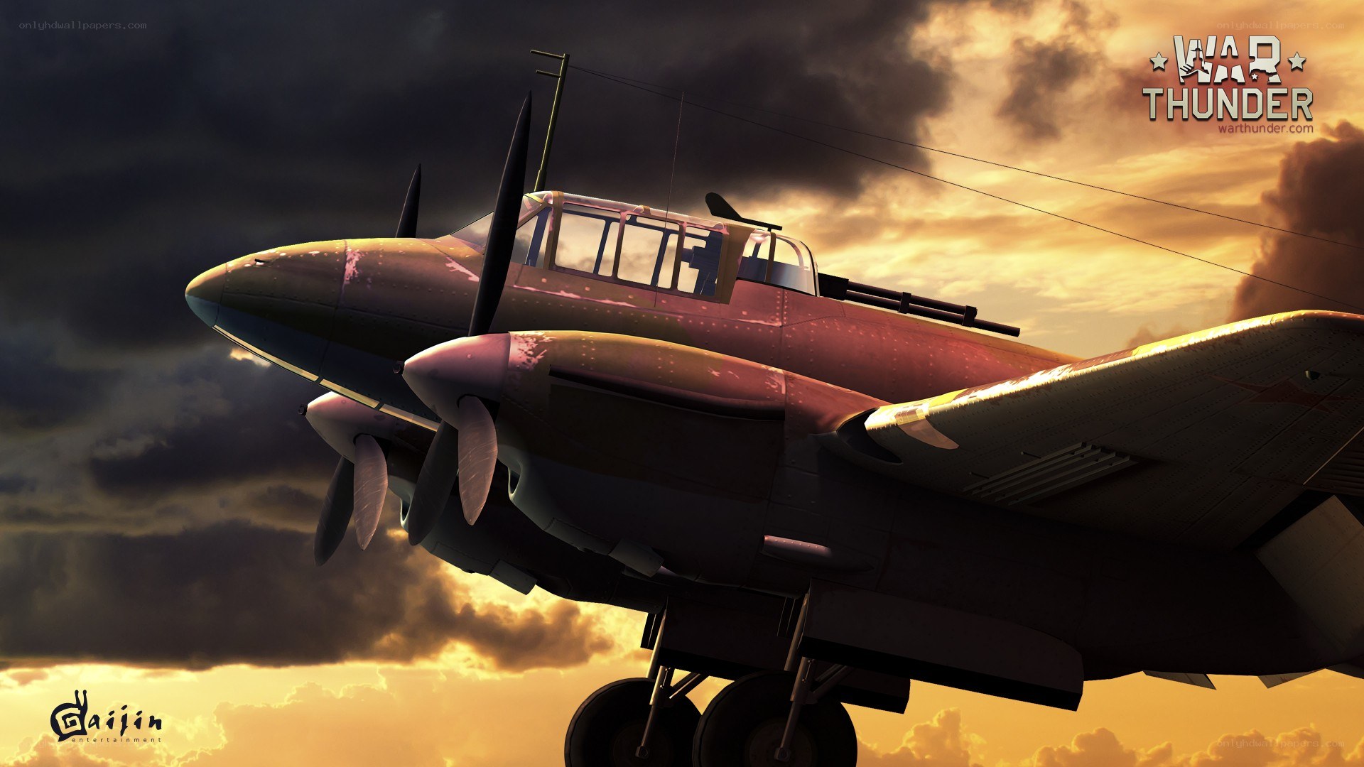War Thunder aircraft at sunset