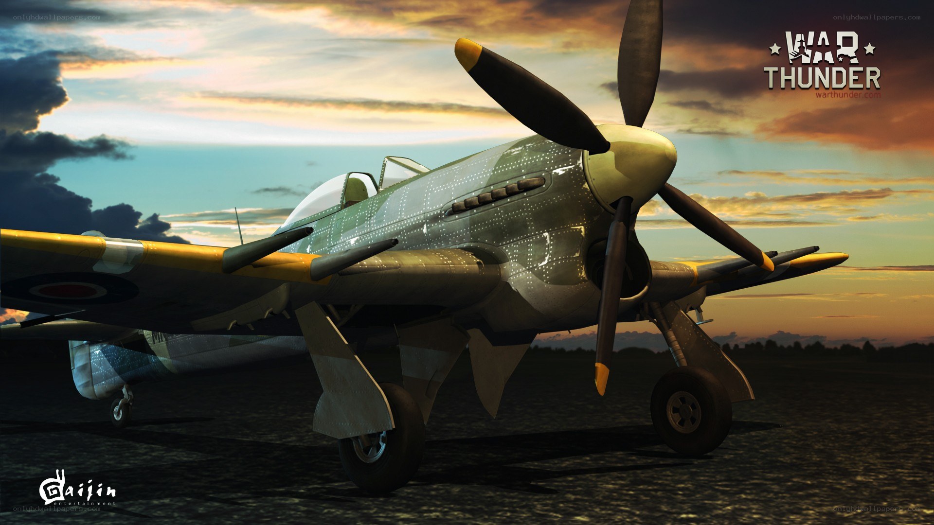 War Thunder aircraft at sunset