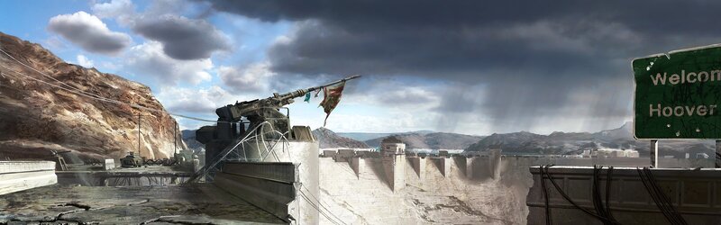 War-torn fortress with welcome sign