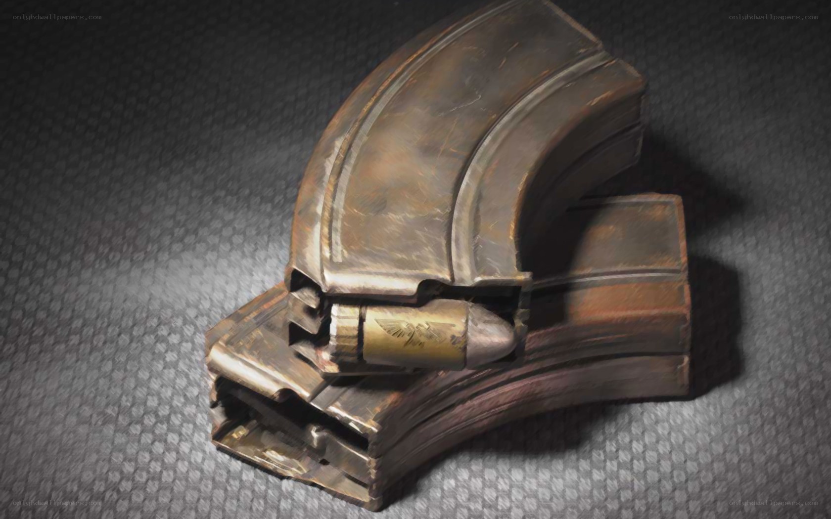 War-torn magazine and bullet