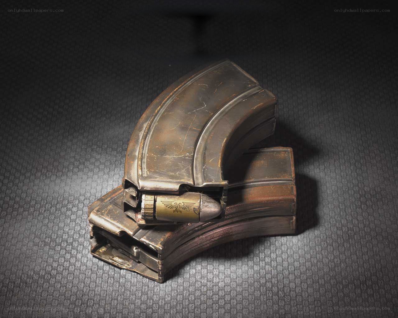 War-torn magazine with bullet