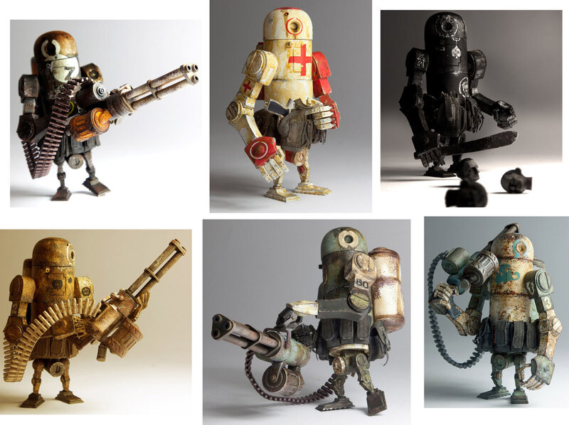 war-torn robot figures