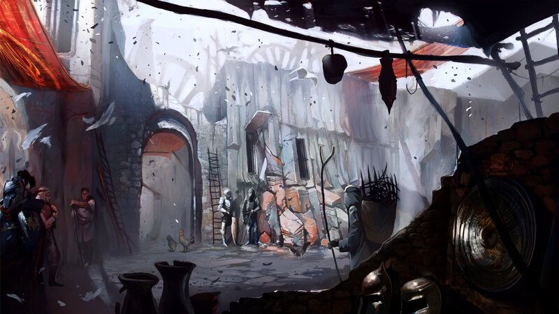 War-torn village alley