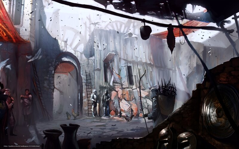 War-torn village alley