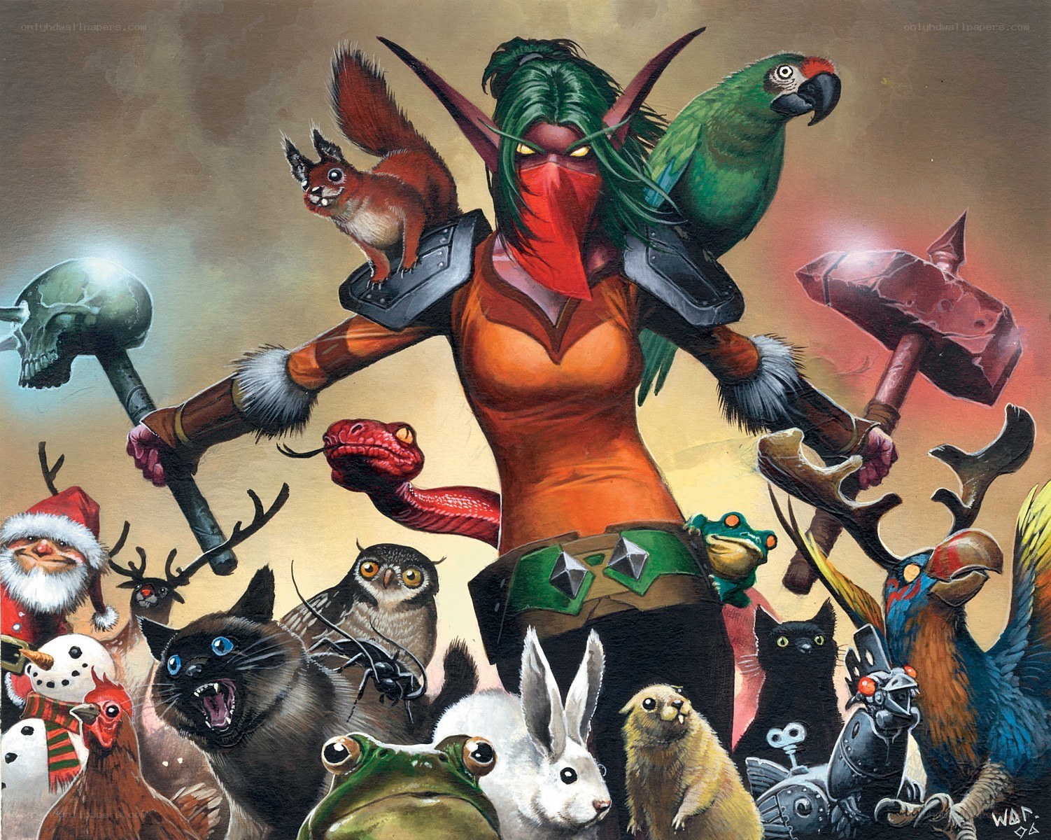 Warcraft character with animals