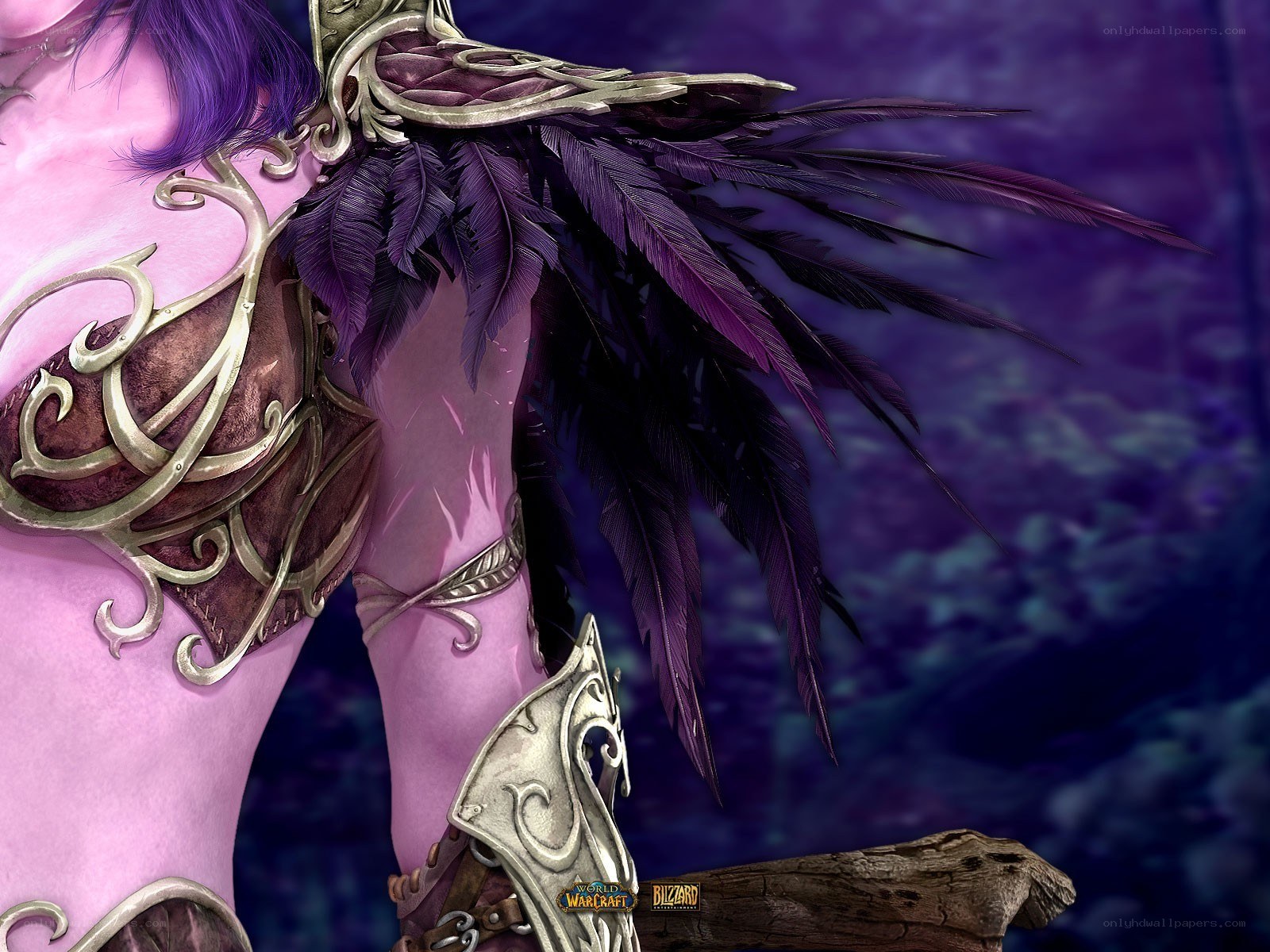 Warcraft character with purple feathers