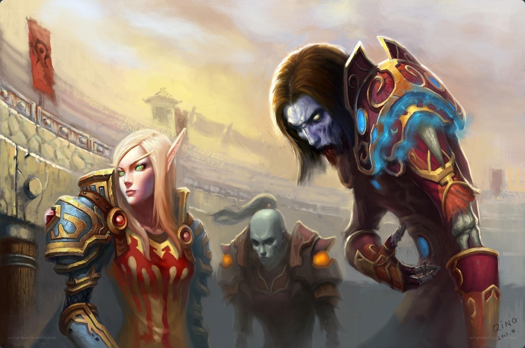 Warcraft characters in a coliseum