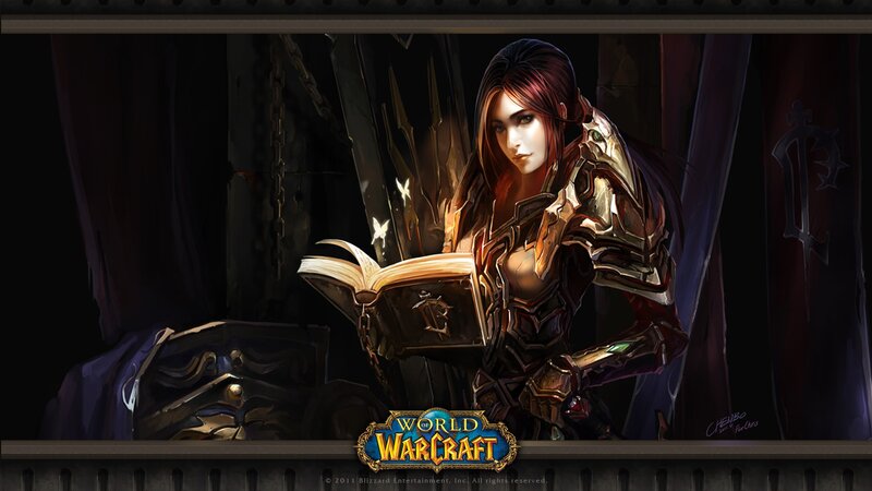 Warcraft female warrior reading