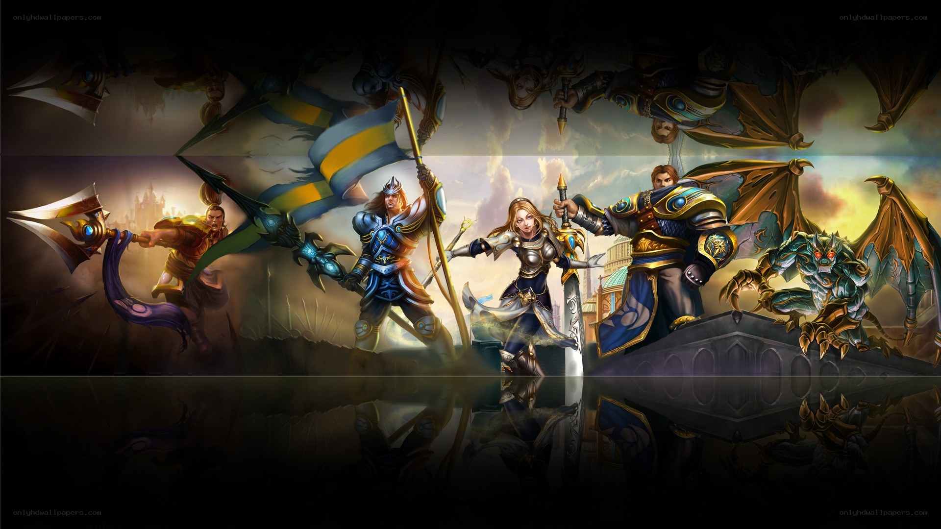 Warcraft heroes in battle