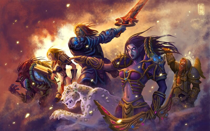 Warcraft heroes in battle
