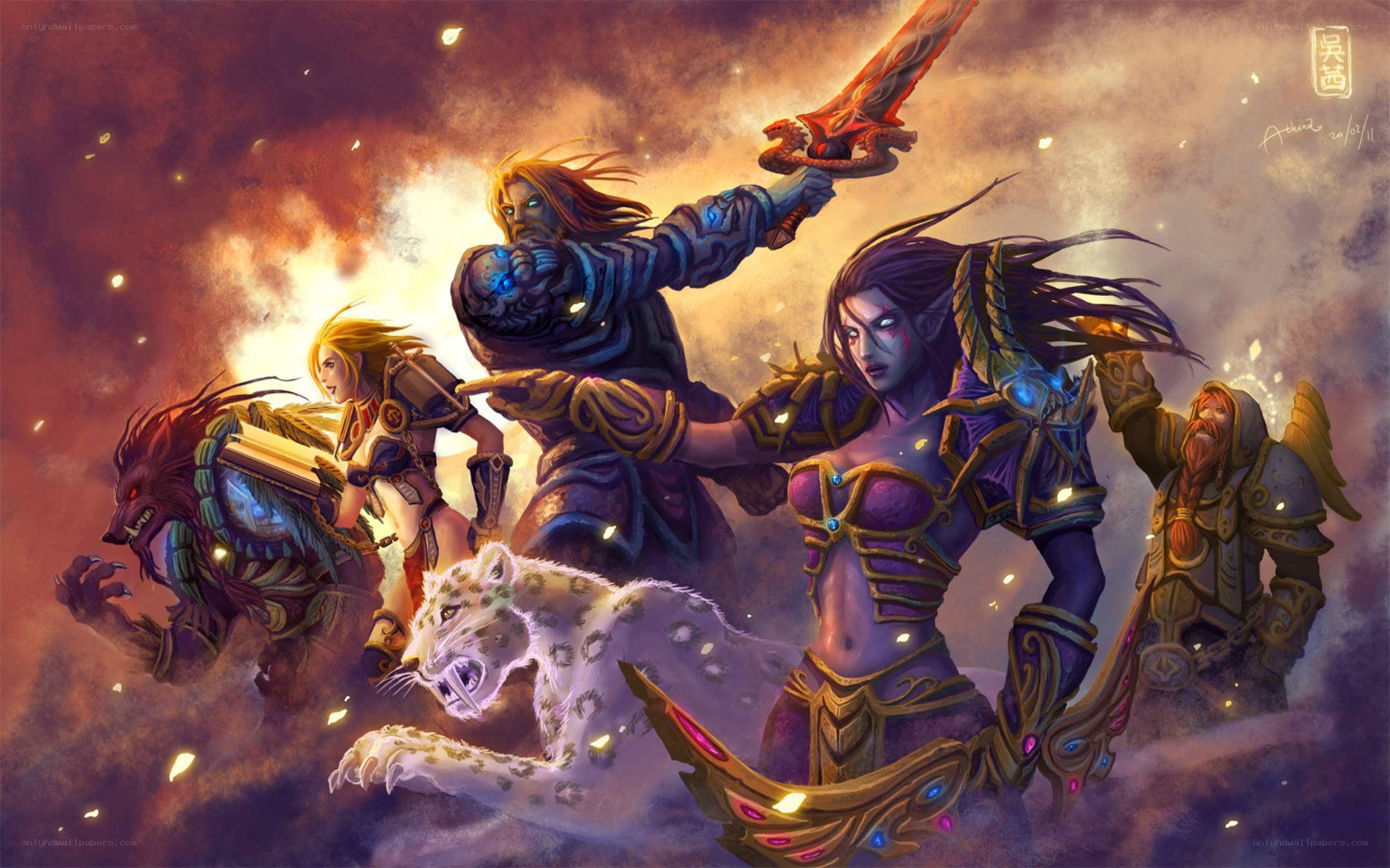 Warcraft heroes in battle