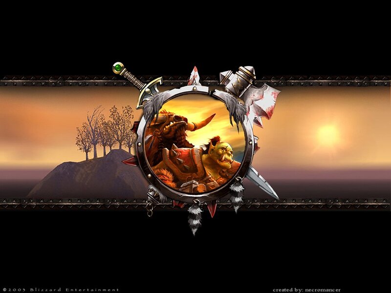 Warcraft logo with orcs