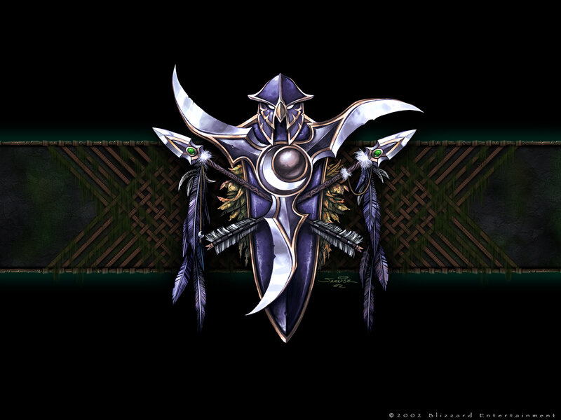 Warcraft logo with ornate weapon