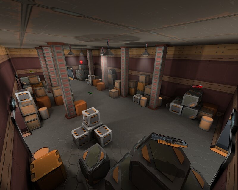 warehouse interior with crates