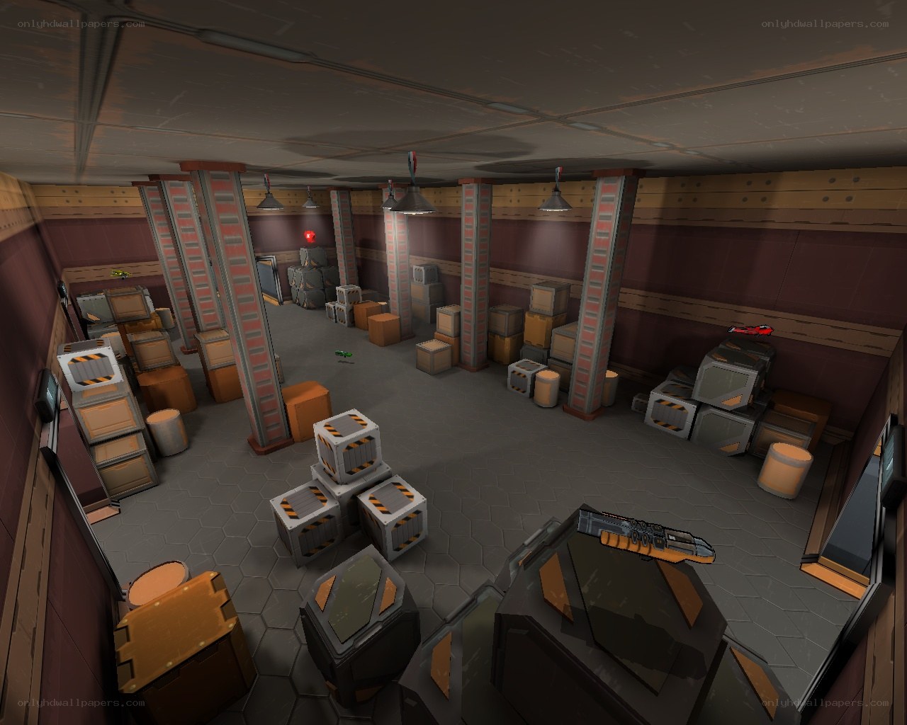 warehouse interior with crates