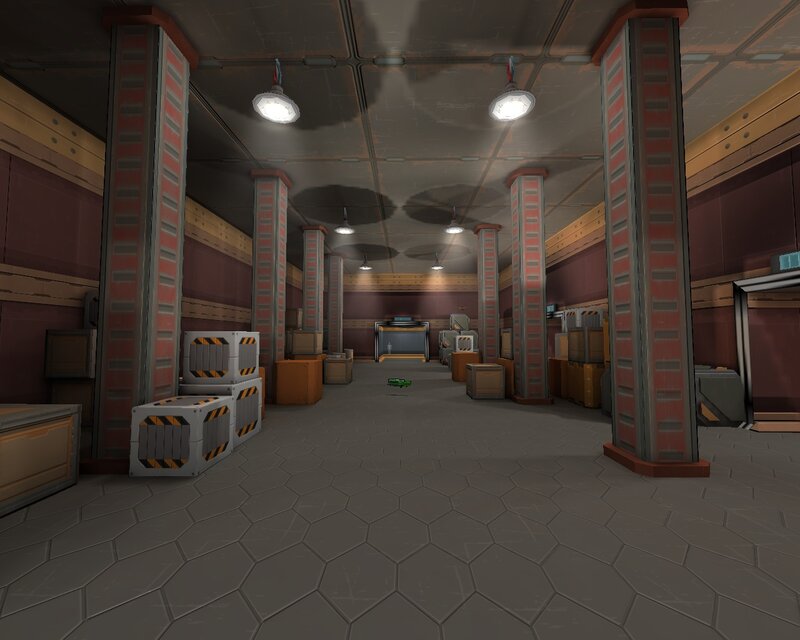 warehouse interior with crates