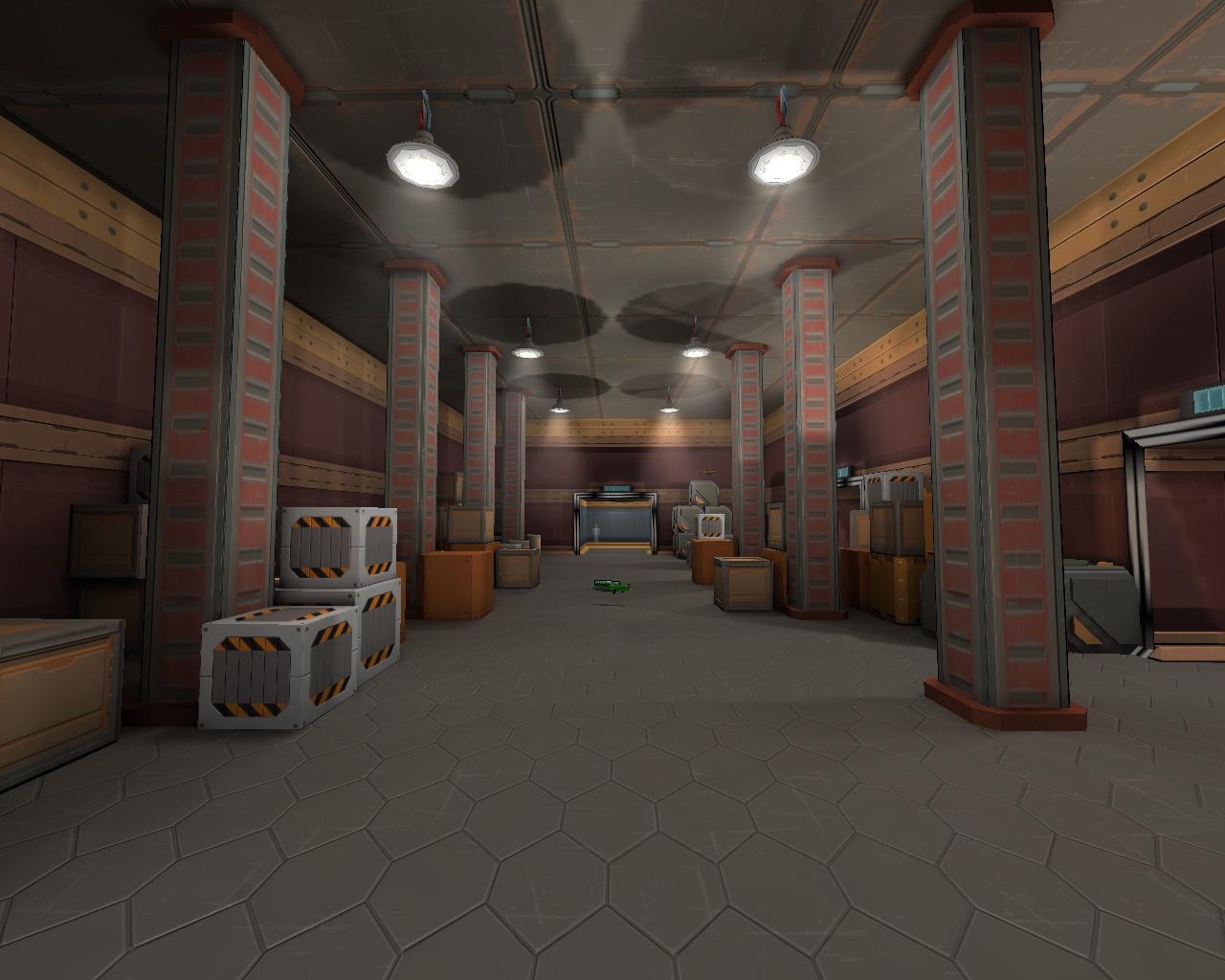 warehouse interior with crates