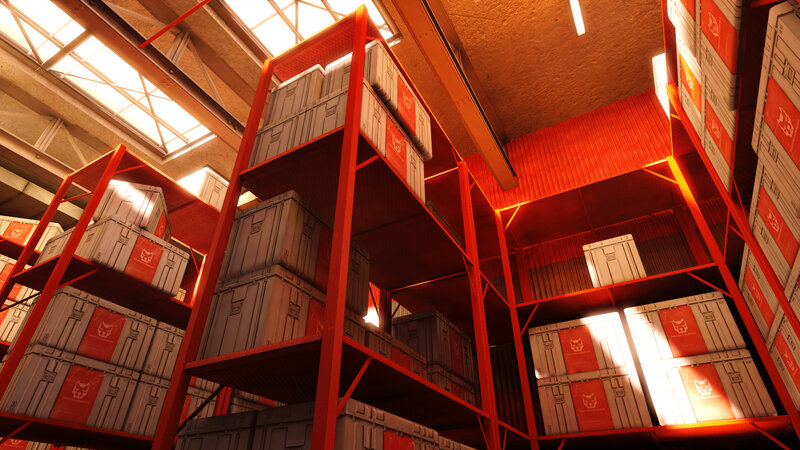 warehouse with storage crates