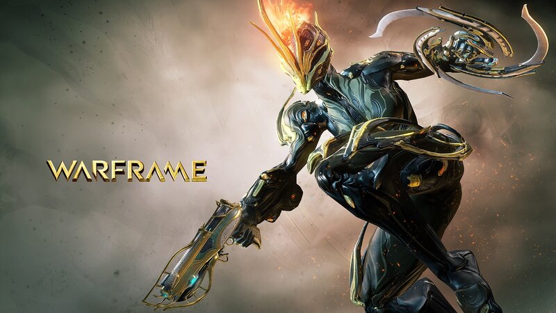 Warframe Character in Armor — Black, Dramatic