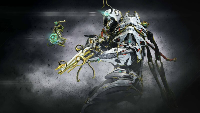 Warframe Character in Armor — White, Dramatic