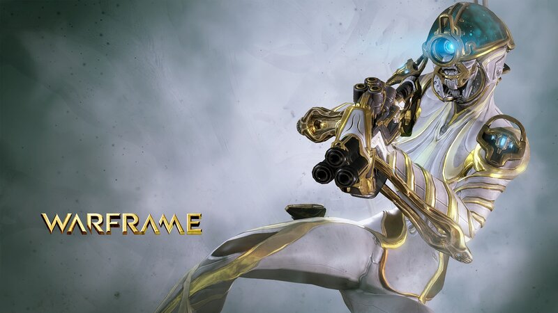 Warframe Character in Armor — White