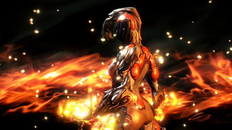 Warframe Character in Flames