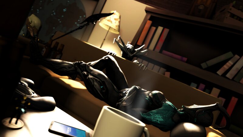Warframe Character on Couch