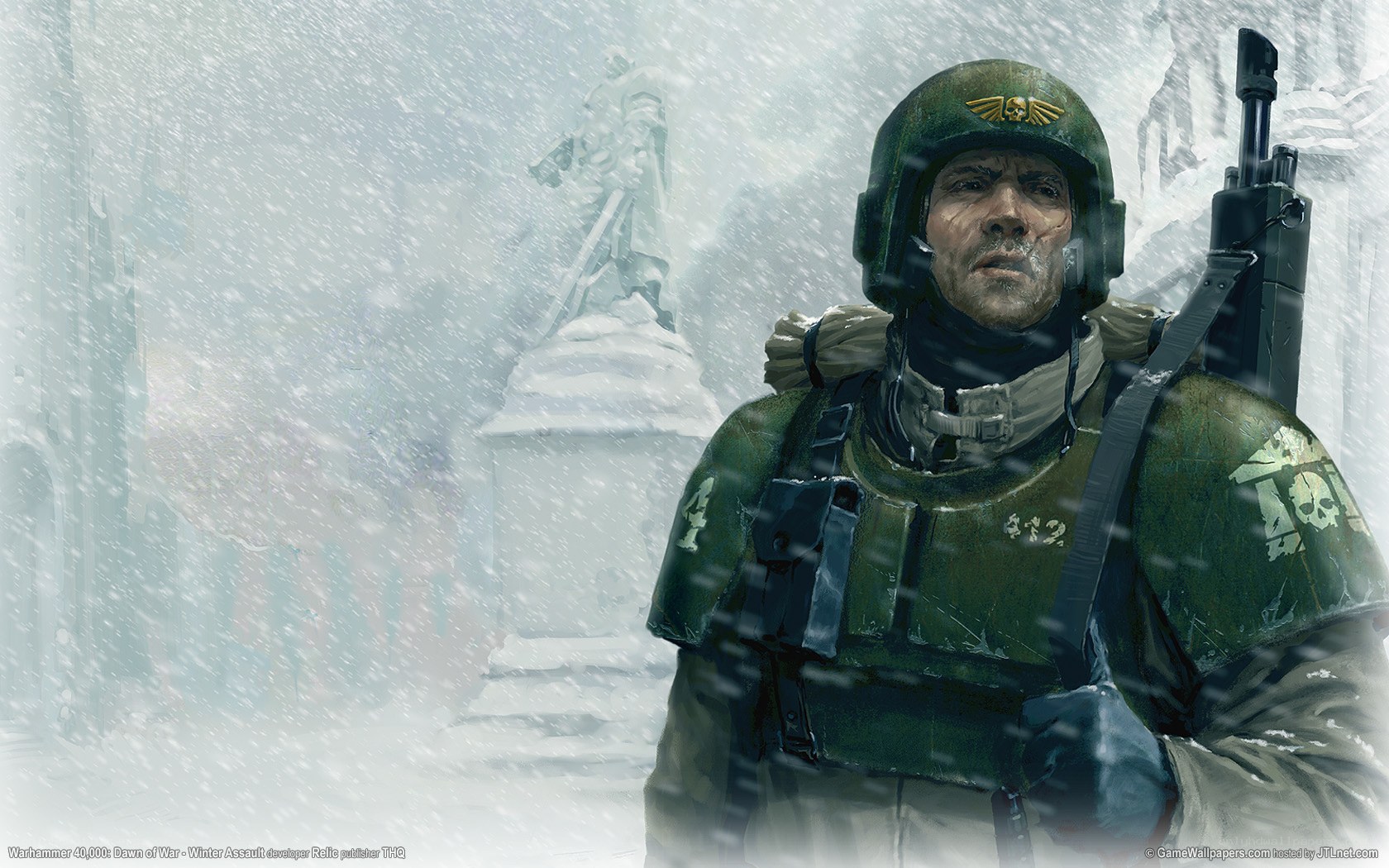 Warhammer 40k soldier in snow