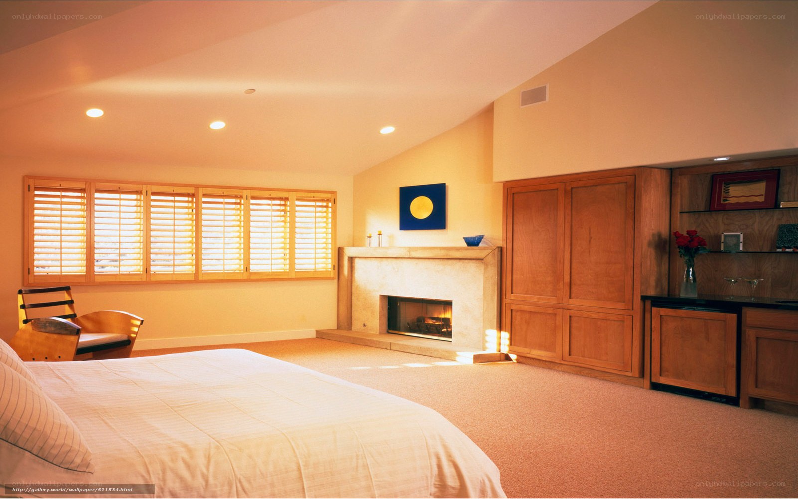 Warm bedroom with fireplace