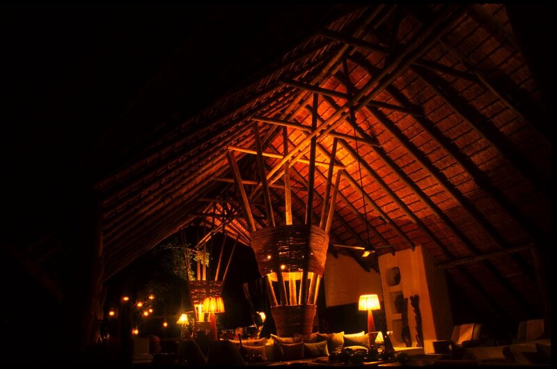 Warmly lit lodge interior