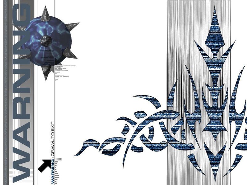 warning design with blue spikes