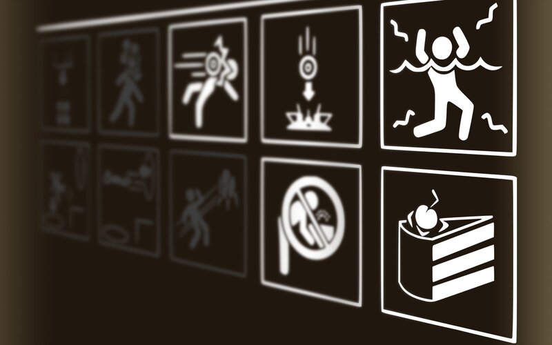 warning icons on a wall