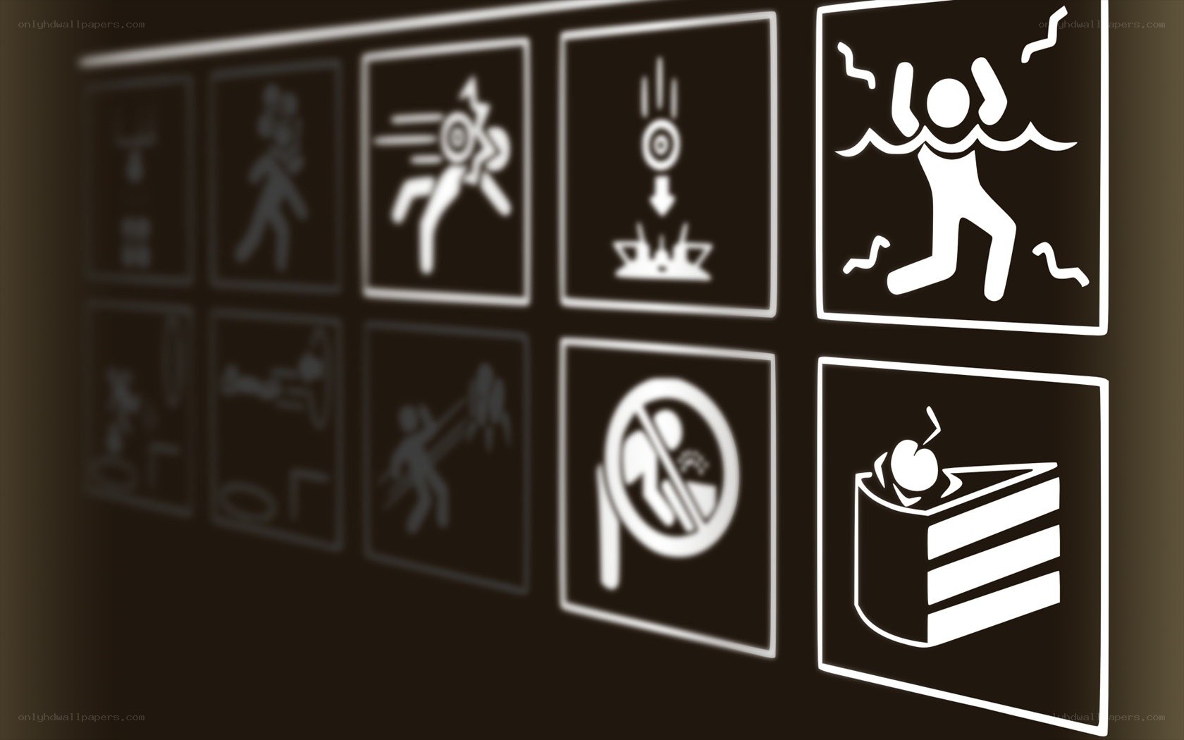 warning icons on a wall