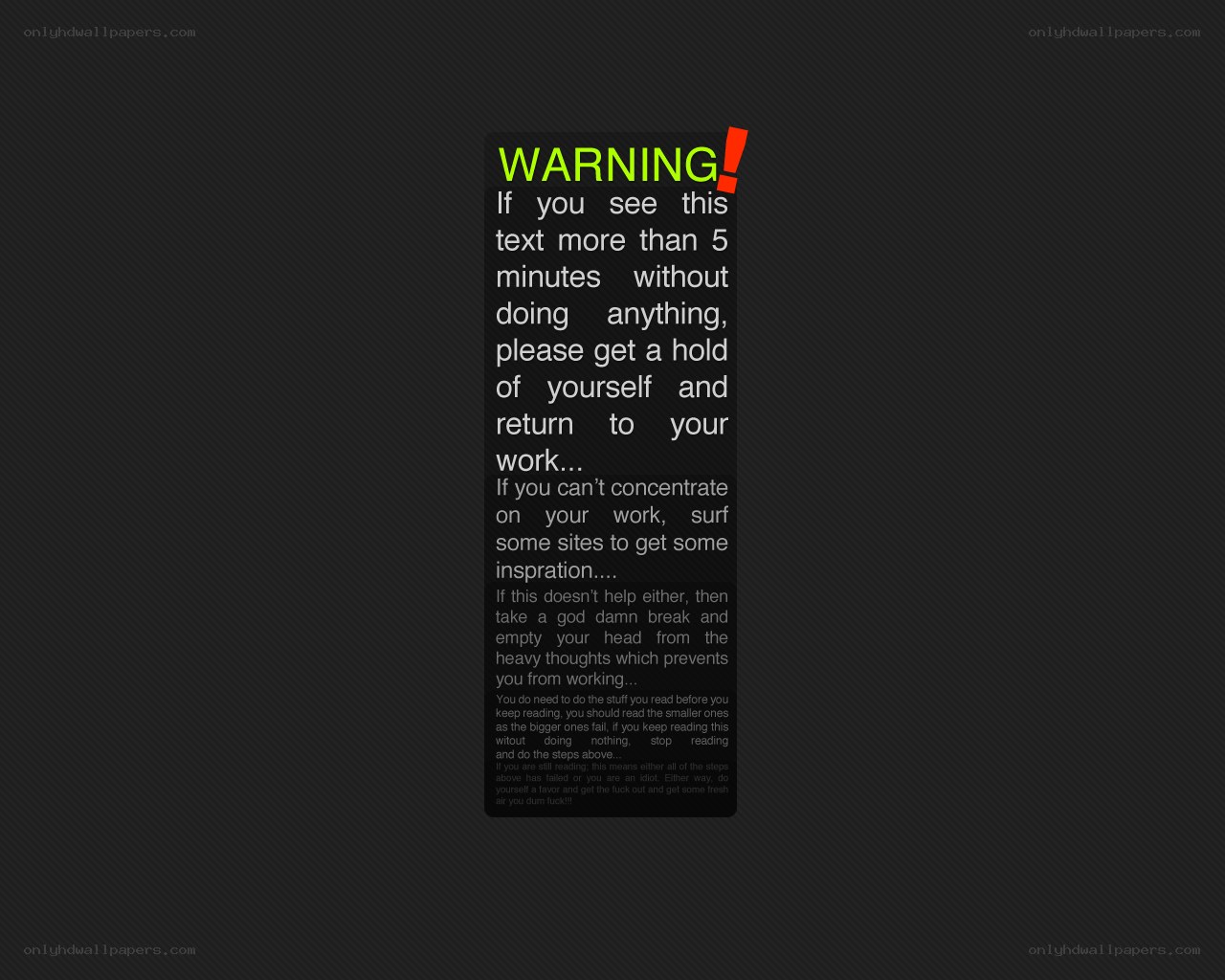 warning message about focus