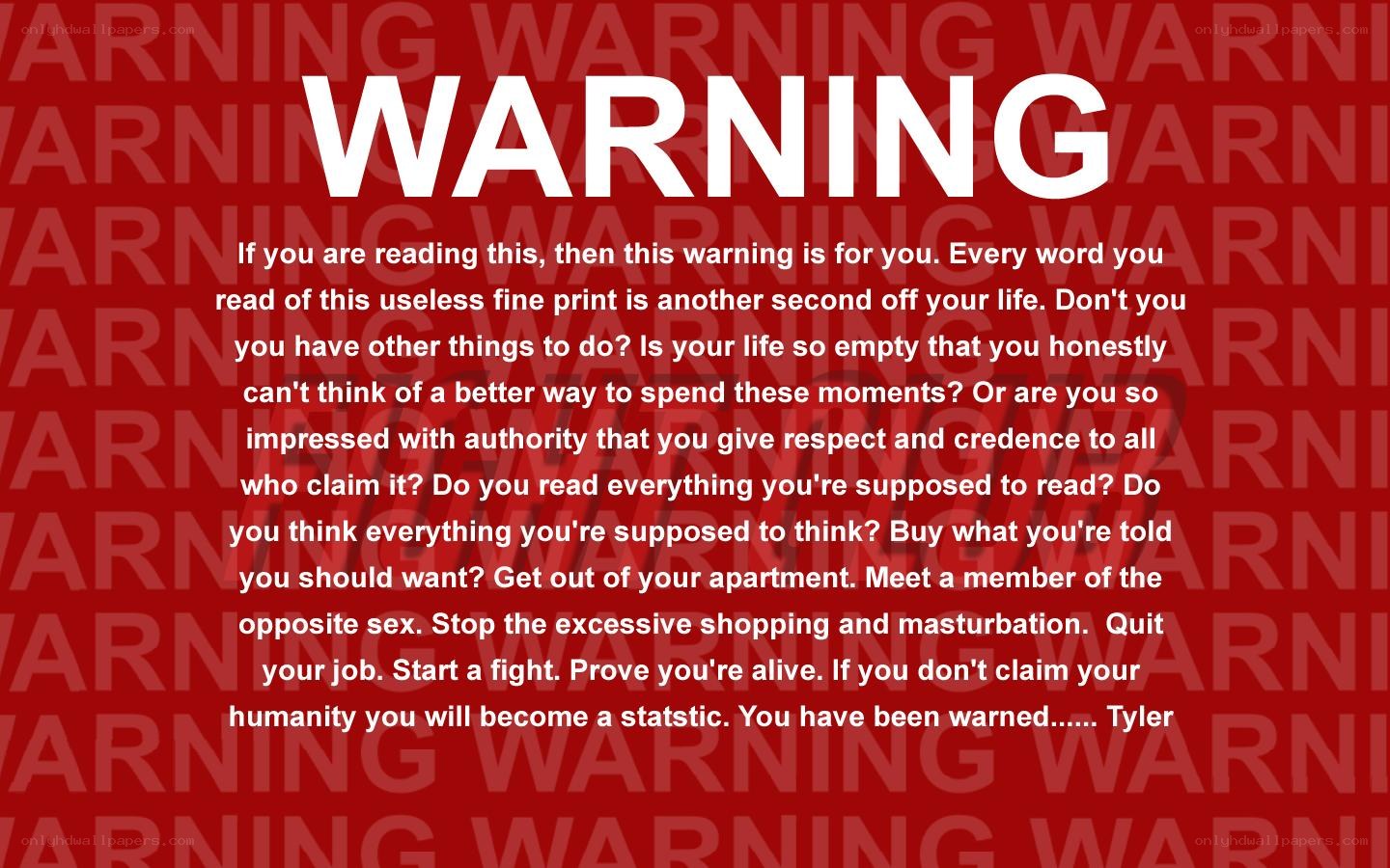 Warning message text