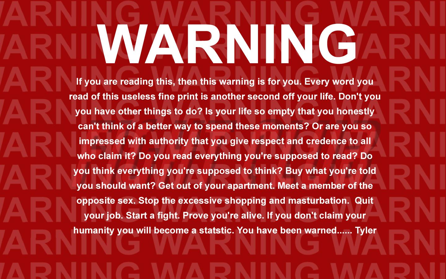 Warning message text