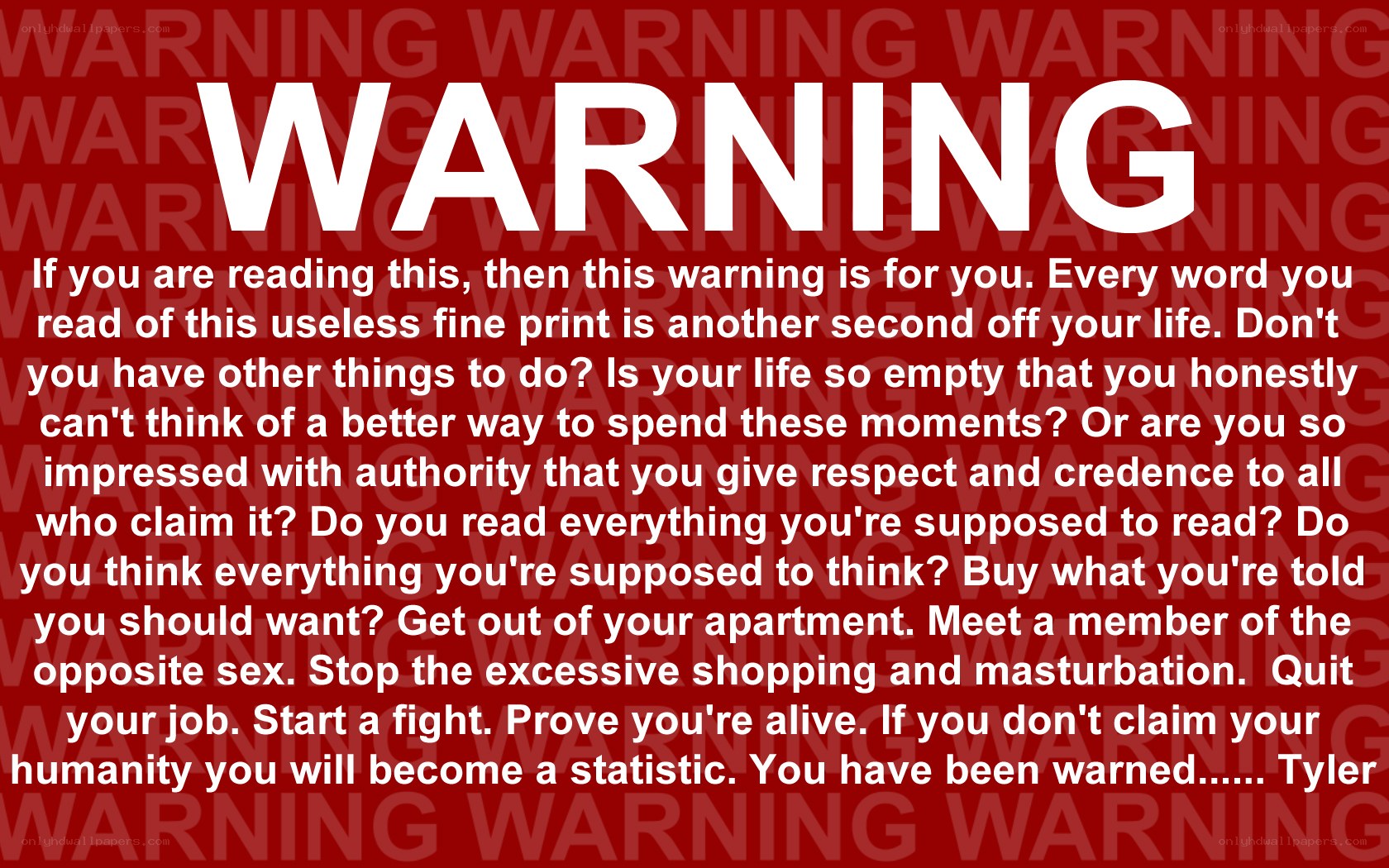 Warning message text