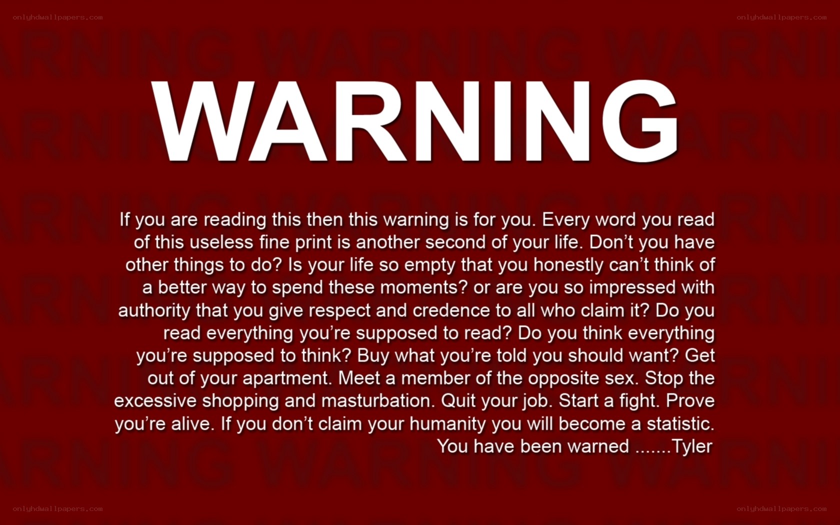 Warning message text