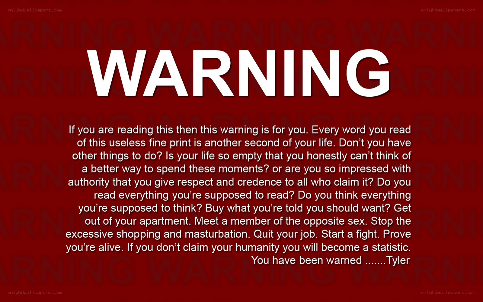 Warning message text