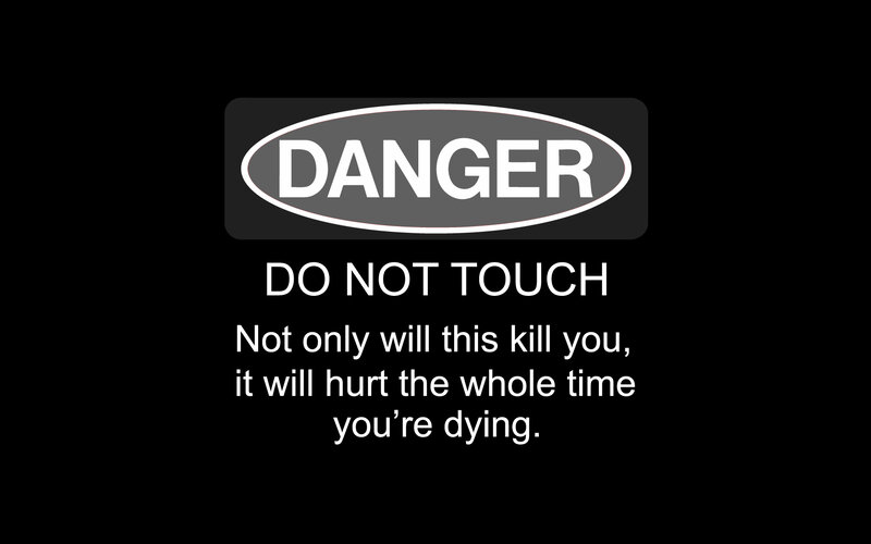 Warning Sign on Black — Serious, Minimalist, Danger Label, Text