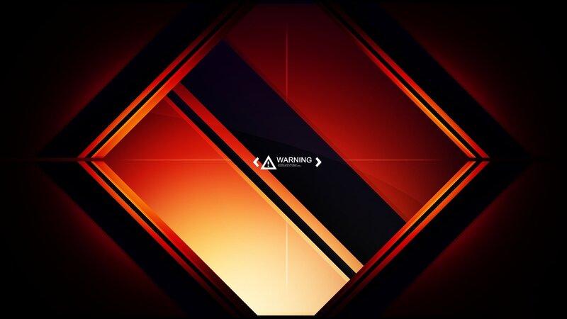 Warning Sign on Geometric Background