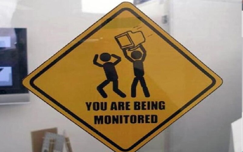 Warning Sign on Glass