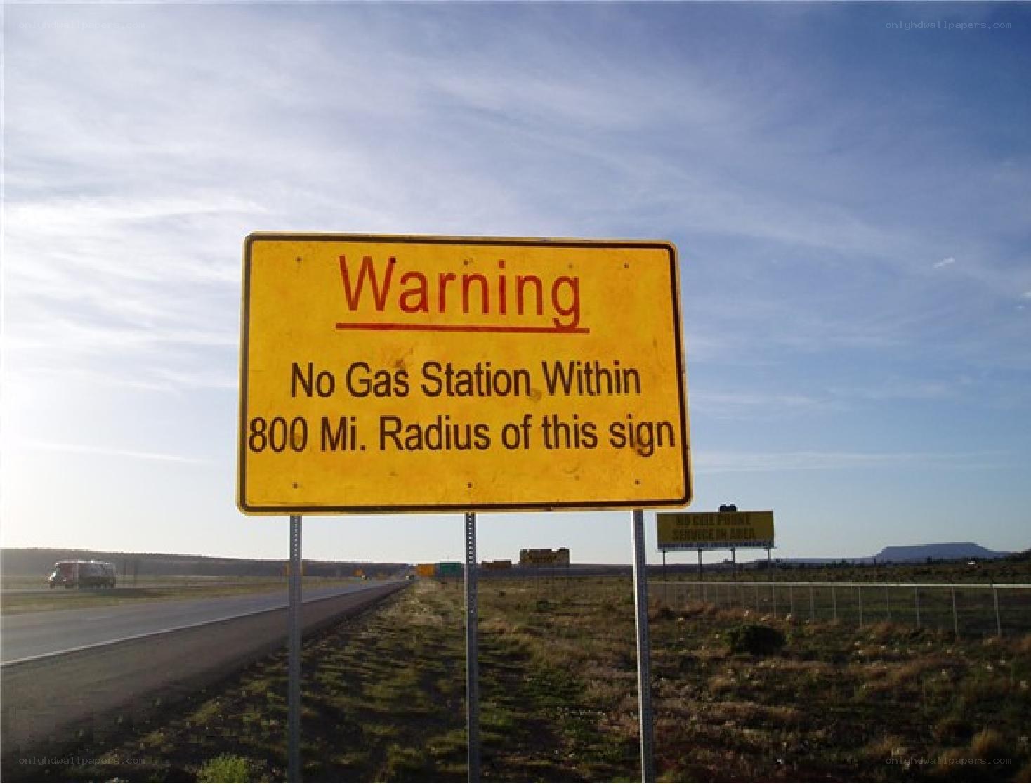 Warning sign on highway