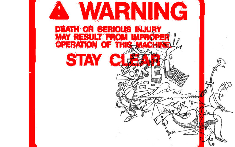 warning sign with chaotic drawing