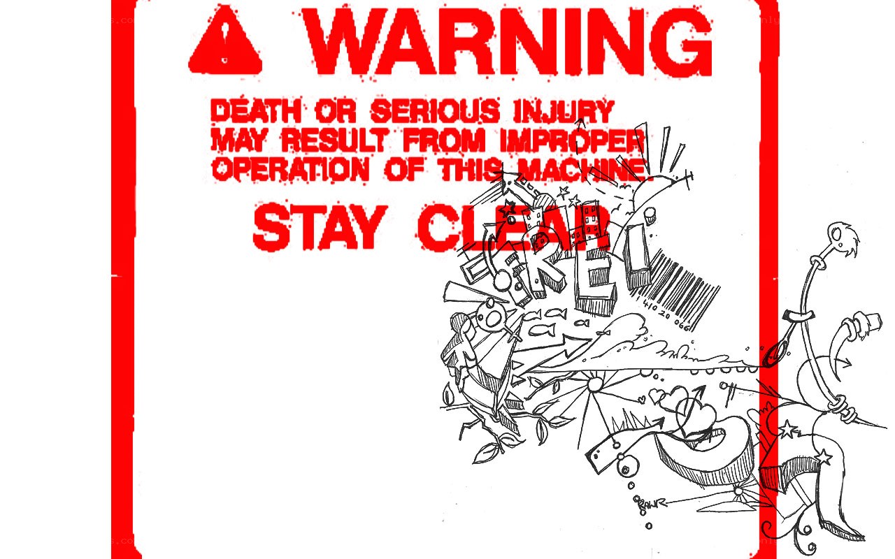 warning sign with chaotic drawing