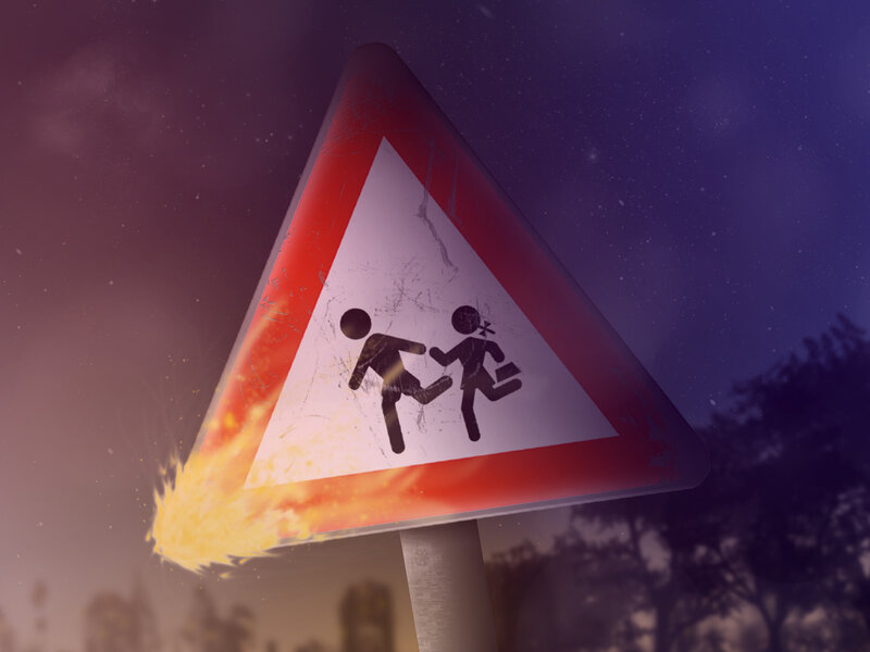 Warning Sign with Children