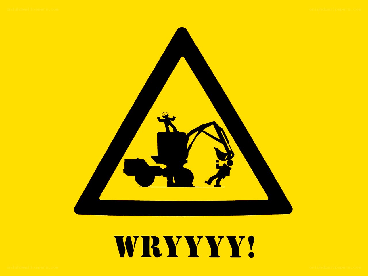 Warning sign with construction scene
