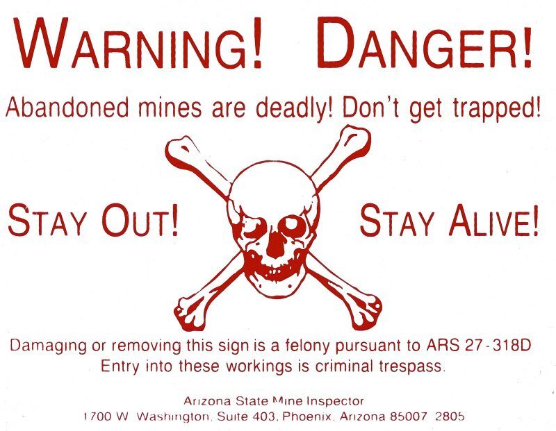 Warning Sign with Skull — Red